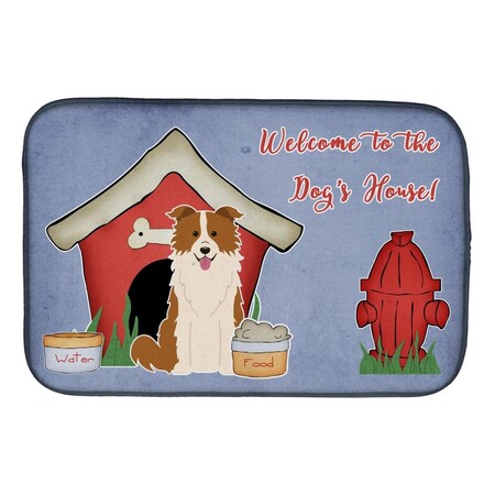 Carolines Treasures Dog House Collection Border Collie Red White Dish Drying Mat BB2873DDM